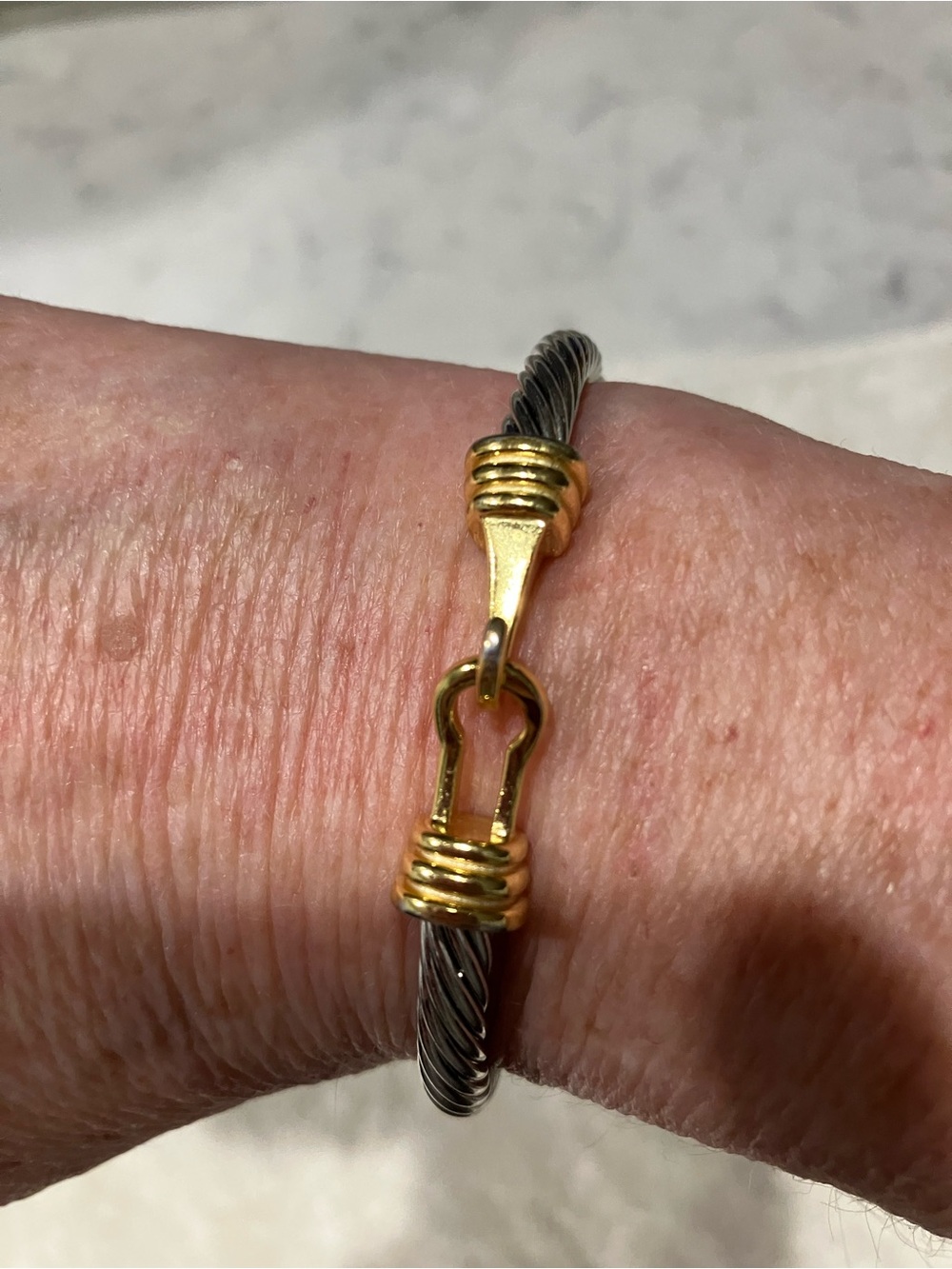 David Yurman Two-Tone Cable Bracelet in Silver and Gold - Picture 8 of 11